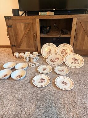 Others Follow Brown-on-Cream Western Dinnerware Set